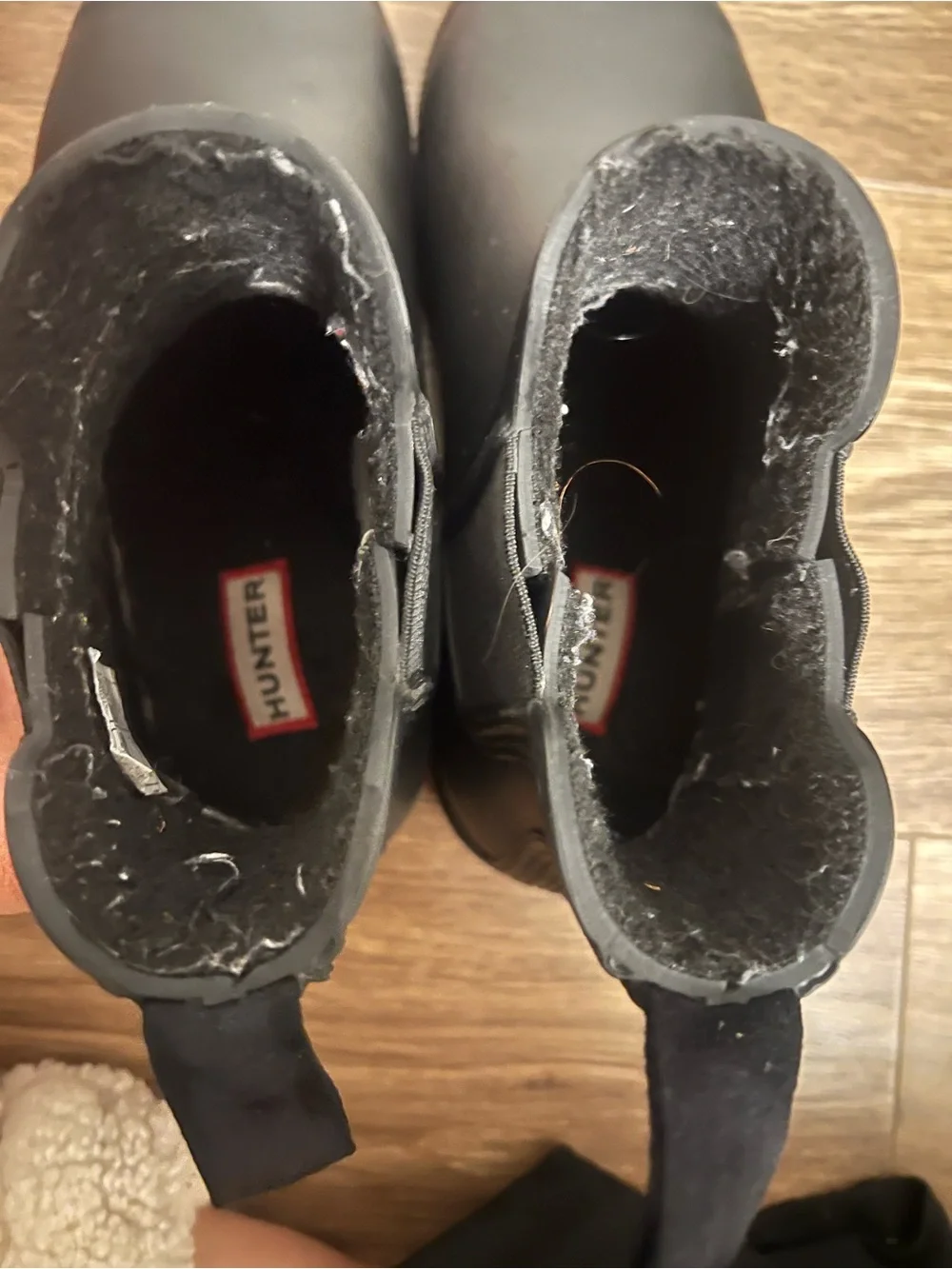 Hunter Women’s Black Chelsea Rain Boots with Red Logo